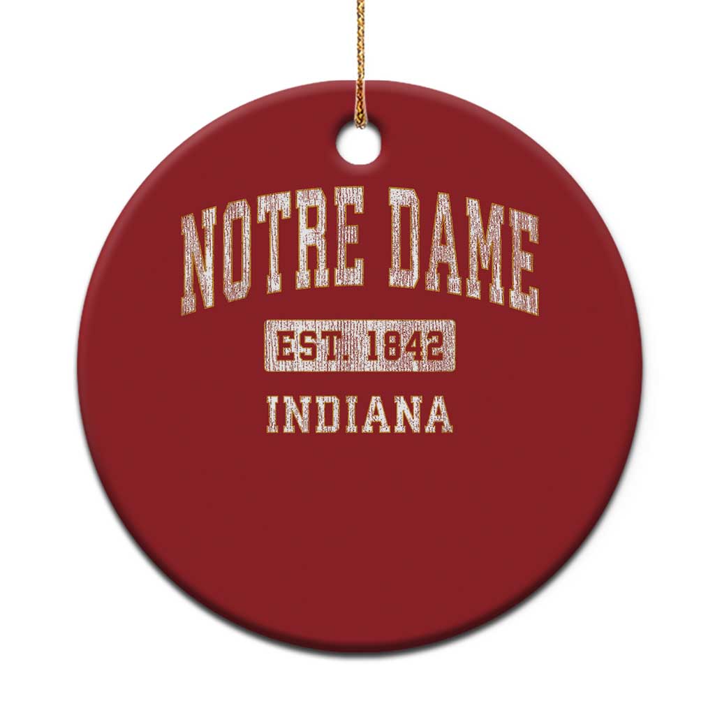 Classic Notre Dame Indiana Christmas Ornament Est 1842 IN Retro Vintage Varsity TS02