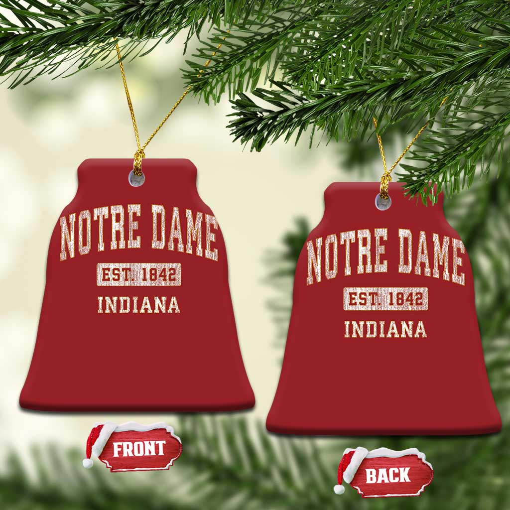 Classic Notre Dame Indiana Christmas Ornament Est 1842 IN Retro Vintage Varsity TS02
