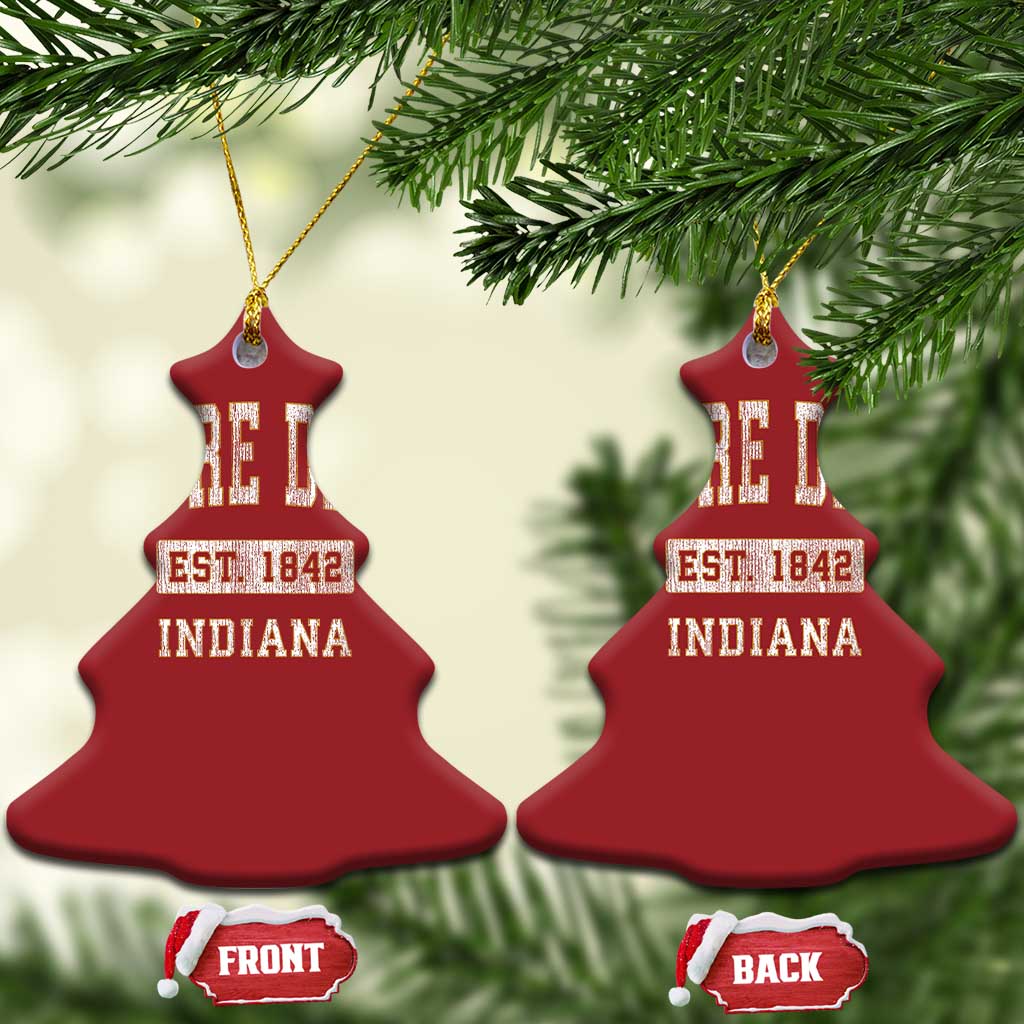 Classic Notre Dame Indiana Christmas Ornament Est 1842 IN Retro Vintage Varsity TS02
