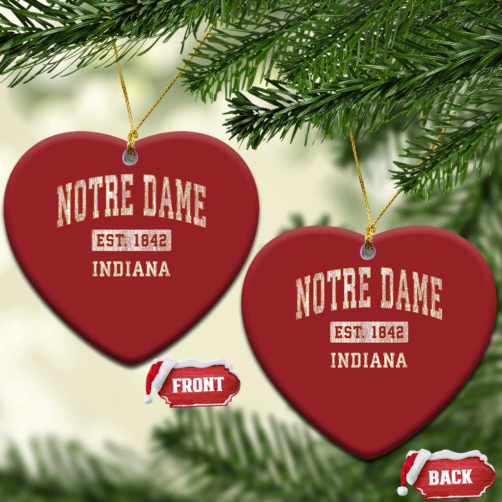 Classic Notre Dame Indiana Christmas Ornament Est 1842 IN Retro Vintage Varsity TS02