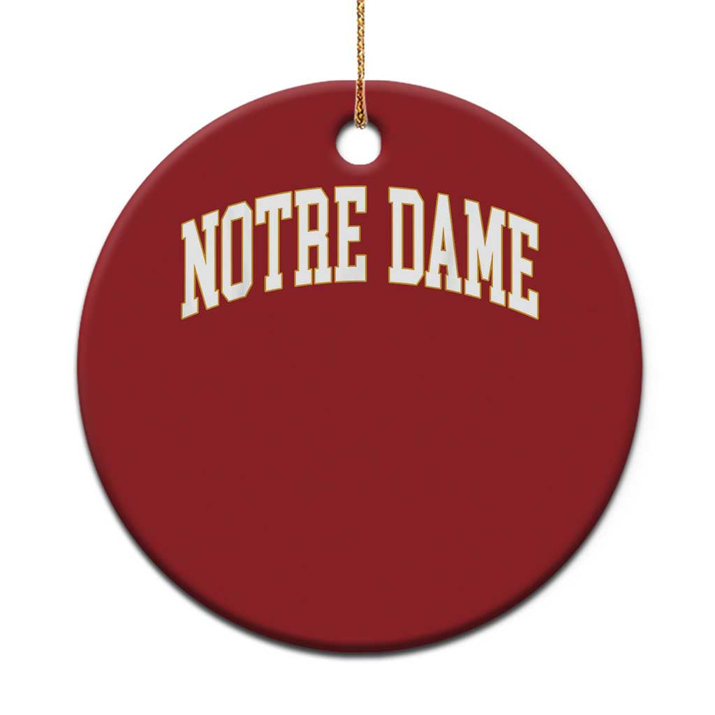 Classic Notre Dame Indiana Christmas Ornament Retro Vintage Varsity Throwback Design TS02