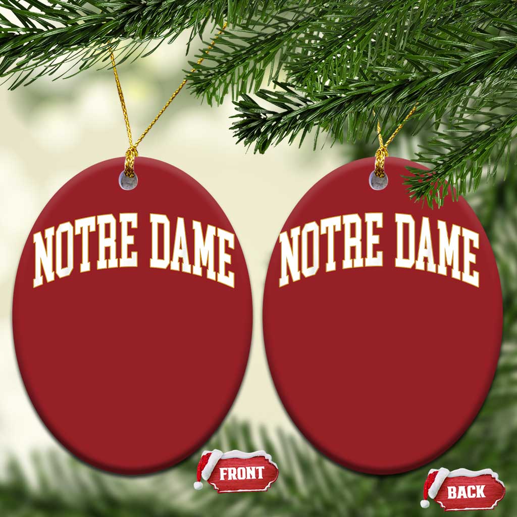 Classic Notre Dame Indiana Christmas Ornament Retro Vintage Varsity Throwback Design TS02