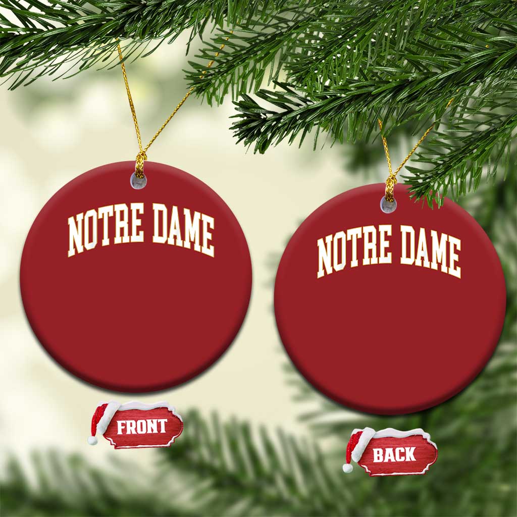 Classic Notre Dame Indiana Christmas Ornament Retro Vintage Varsity Throwback Design TS02