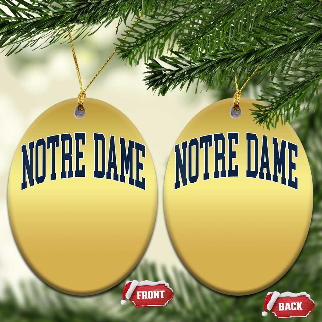 Classic Notre Dame Indiana Christmas Ornament Vintage Retro Throwback Design TS02