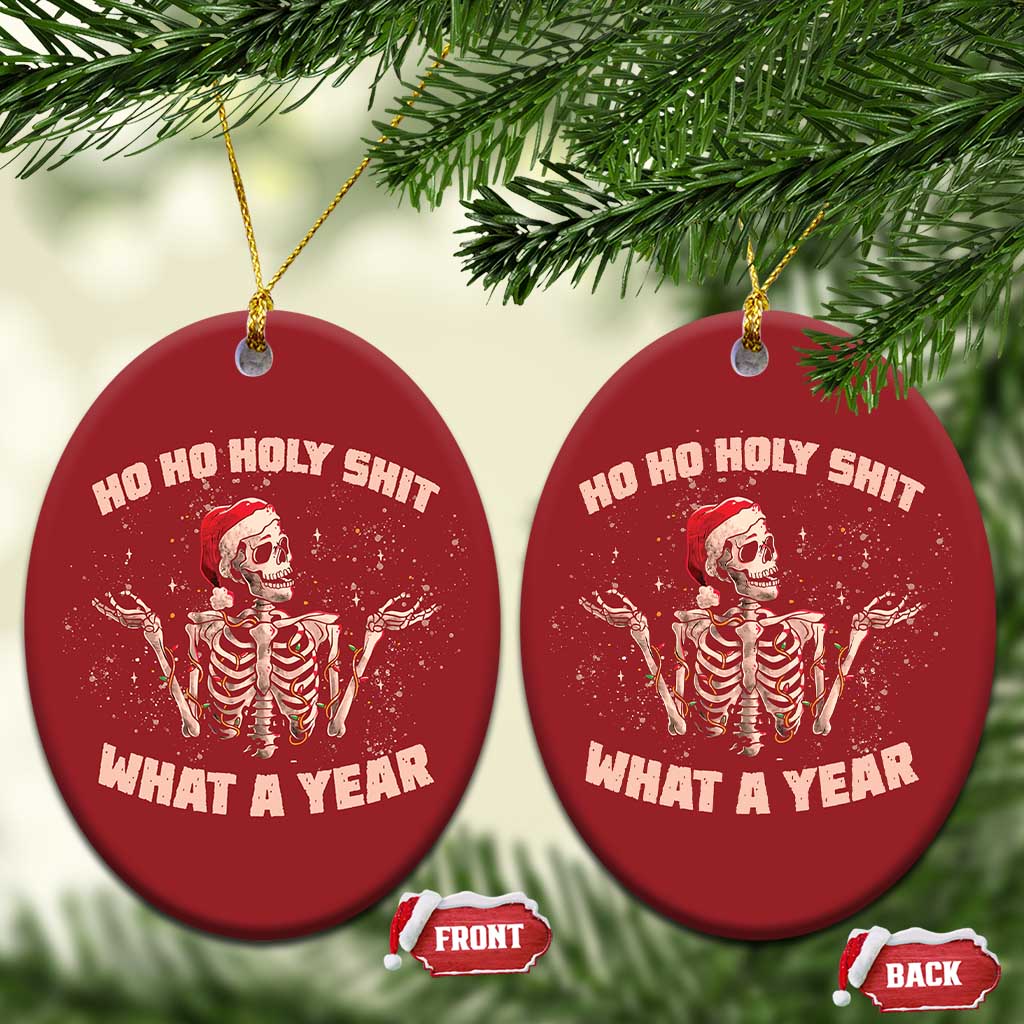 Skeleton Xmas Christmas Ornament Ho Ho Holy Shit What A Year Retro Funny TS02