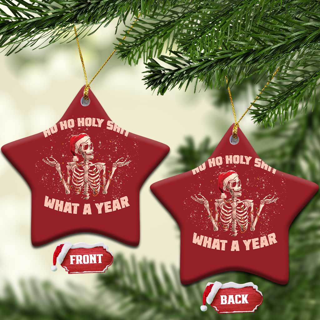 Skeleton Xmas Christmas Ornament Ho Ho Holy Shit What A Year Retro Funny TS02