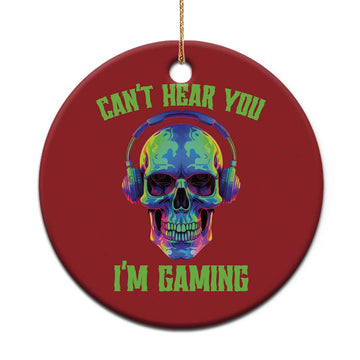 Skull Gamer Christmas Ornament Can't Hear You I'm Gaming Funny Video Game Lover Player TS02