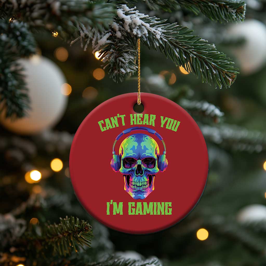 Skull Gamer Christmas Ornament Can't Hear You I'm Gaming Funny Video Game Lover Player TS02