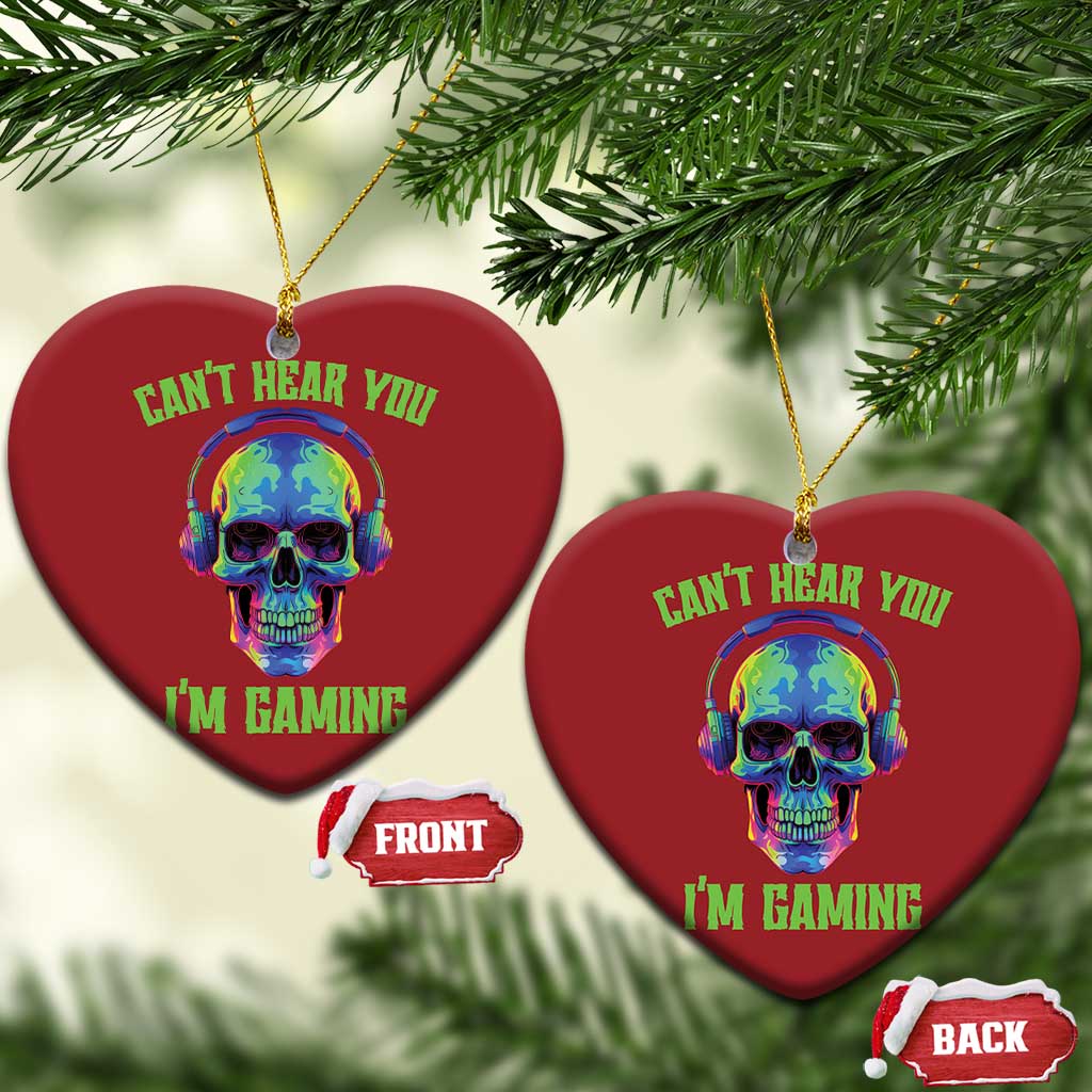 Skull Gamer Christmas Ornament Can't Hear You I'm Gaming Funny Video Game Lover Player TS02