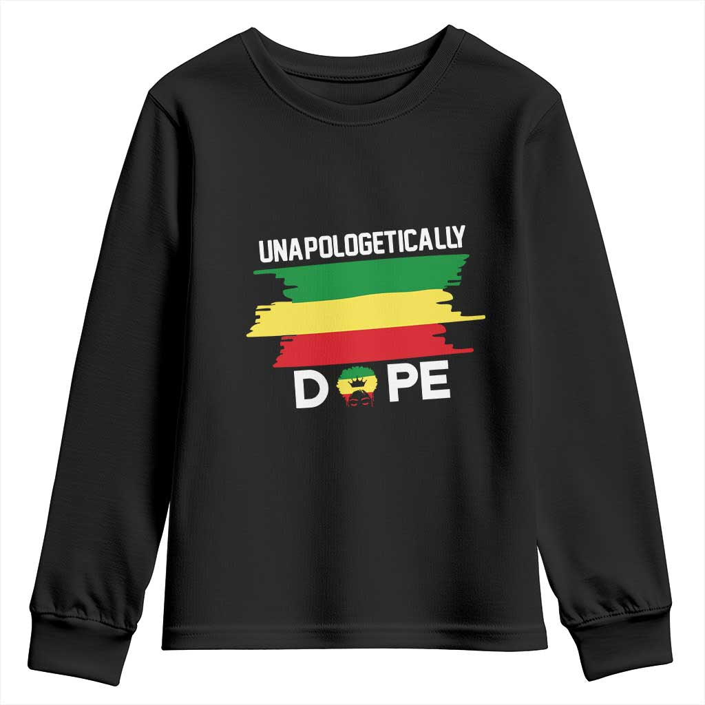 Black History Month Youth Sweatshirt Unapologetically Dope Melanin Afro Black Pride TS02
