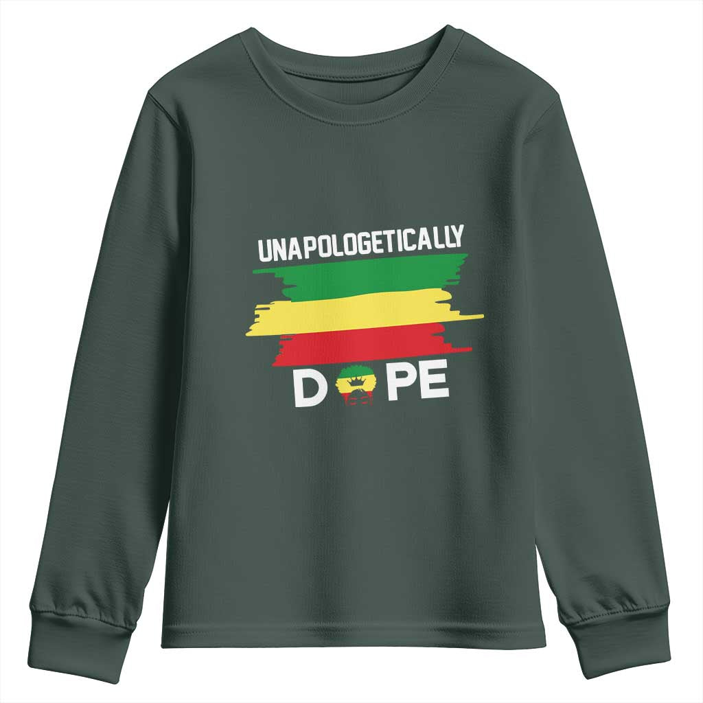Black History Month Youth Sweatshirt Unapologetically Dope Melanin Afro Black Pride TS02