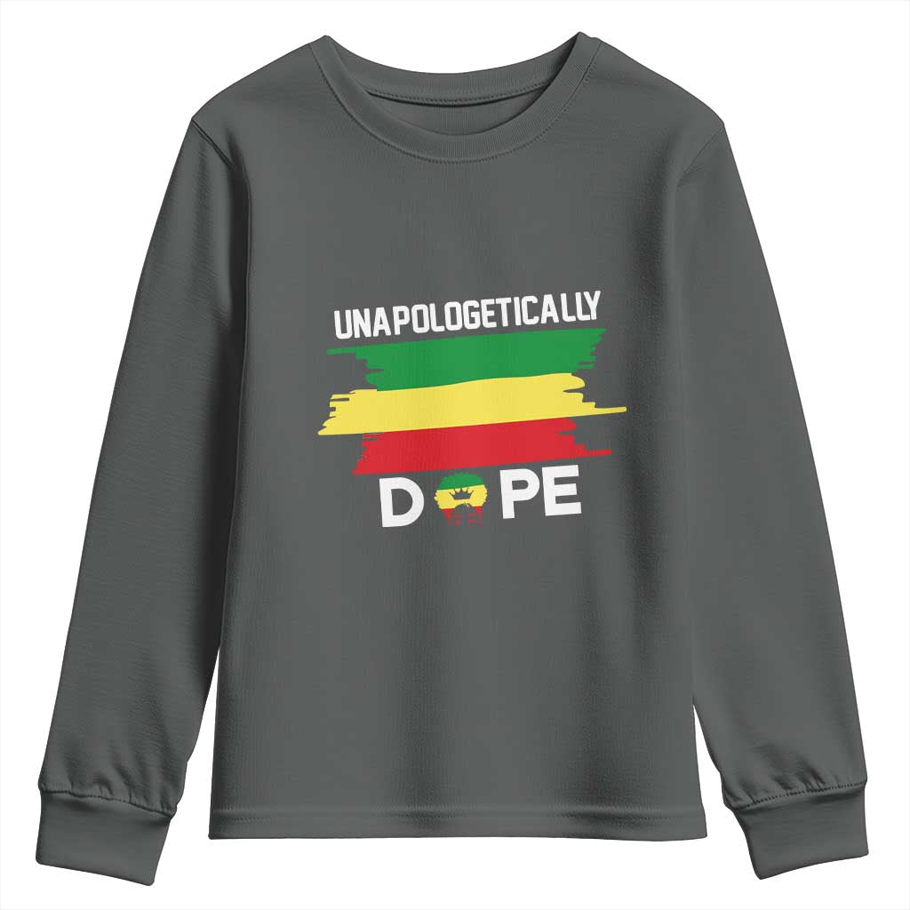 Black History Month Youth Sweatshirt Unapologetically Dope Melanin Afro Black Pride TS02