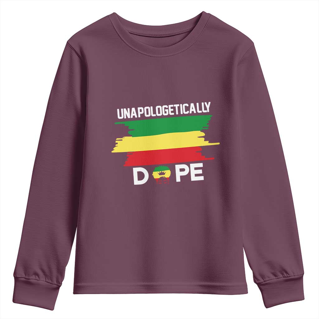 Black History Month Youth Sweatshirt Unapologetically Dope Melanin Afro Black Pride TS02