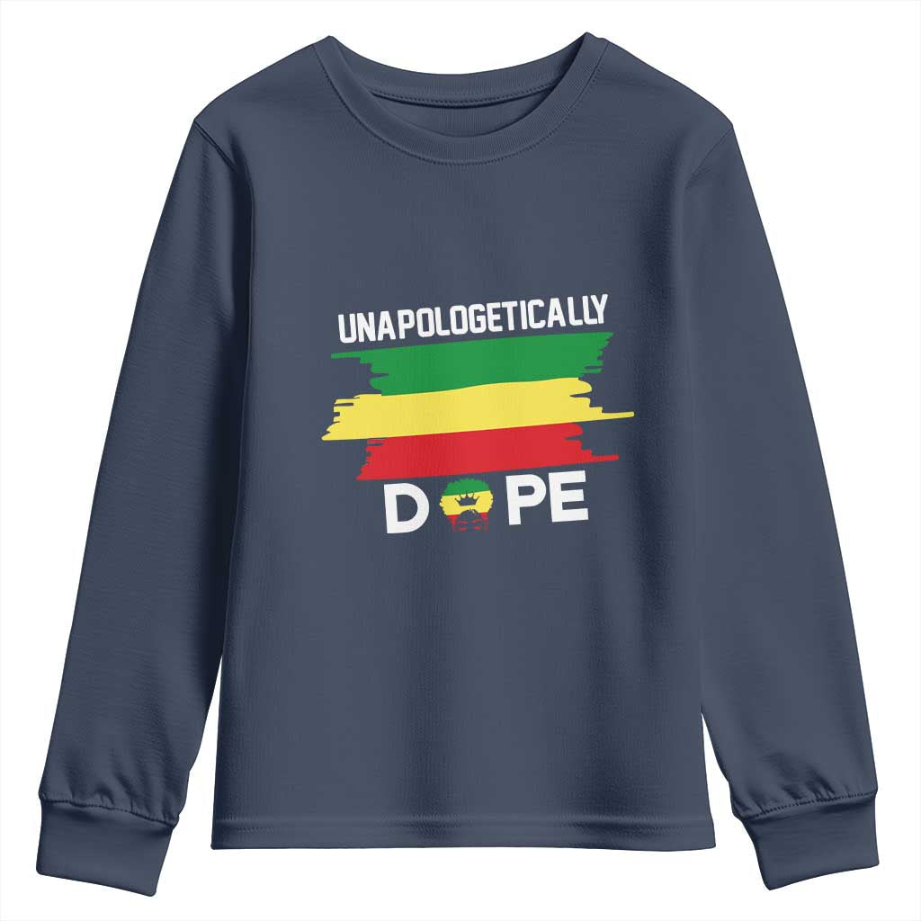 Black History Month Youth Sweatshirt Unapologetically Dope Melanin Afro Black Pride TS02