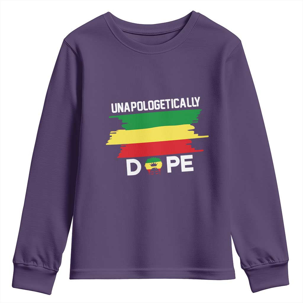 Black History Month Youth Sweatshirt Unapologetically Dope Melanin Afro Black Pride TS02