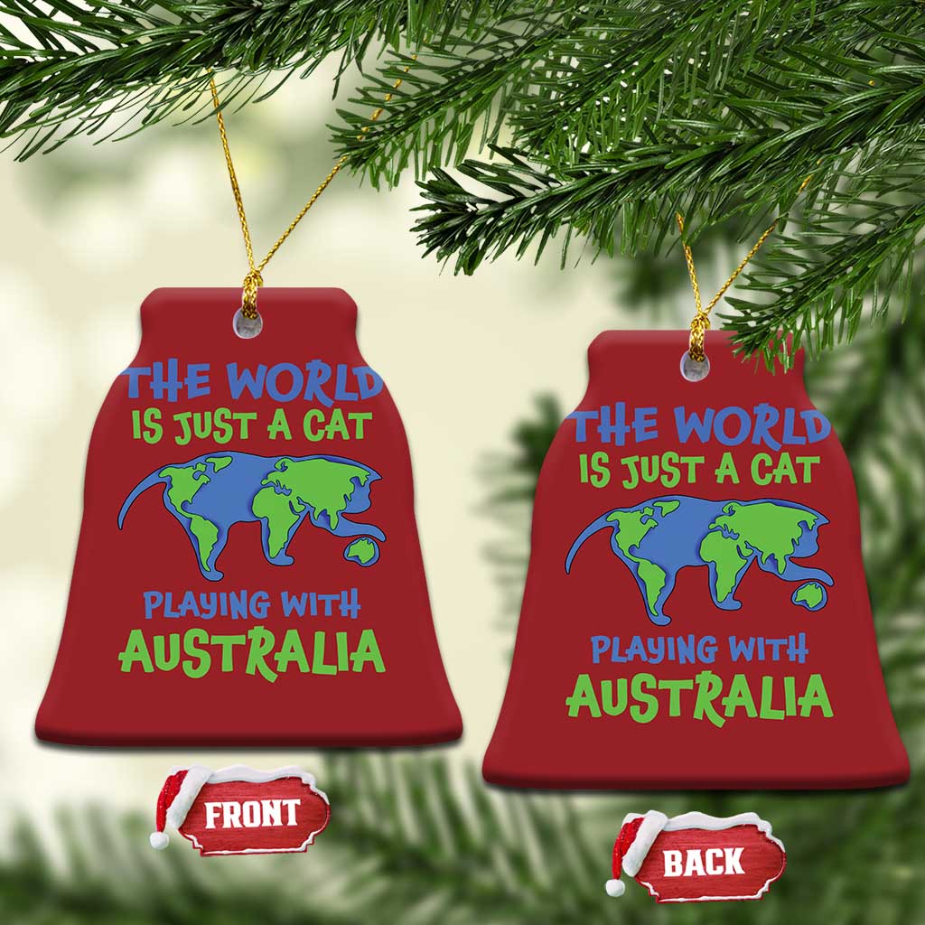 Funny Cat Christmas Ornament The World Is A Cat Playing With Australia TS02