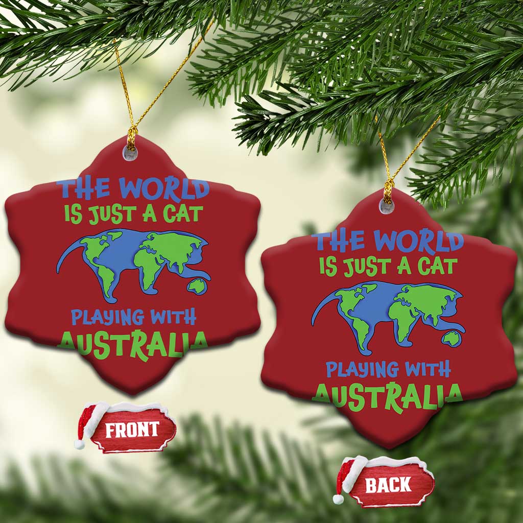 Funny Cat Christmas Ornament The World Is A Cat Playing With Australia TS02