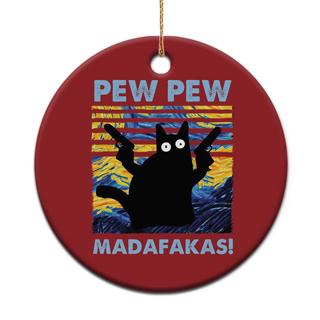 Funny Cat Christmas Ornament Pew Pew Madafakas Retro Vintage Starry Night TS02