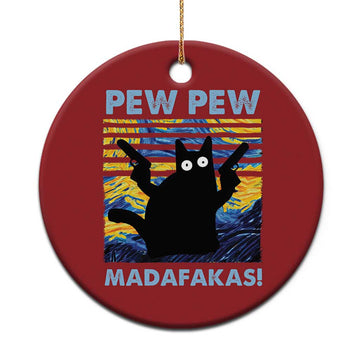 Funny Cat Christmas Ornament Pew Pew Madafakas Retro Vintage Starry Night TS02