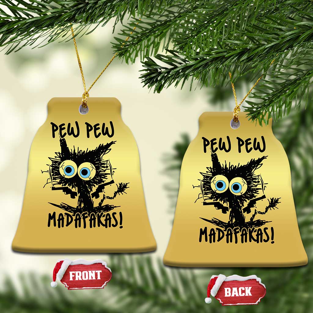 Funny Burnt Cat Christmas Ornament Pew Pew Madafakas TS02