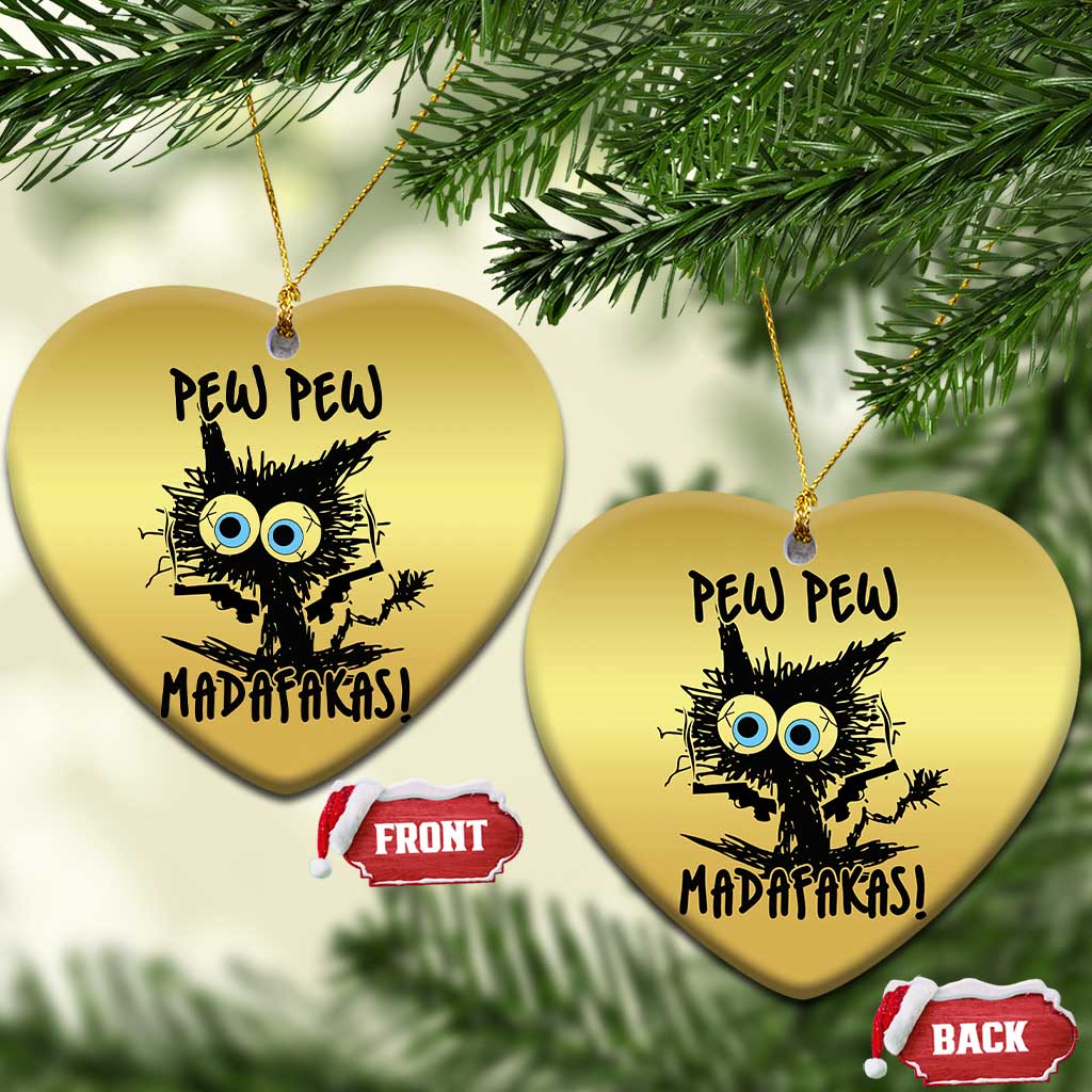 Funny Burnt Cat Christmas Ornament Pew Pew Madafakas TS02