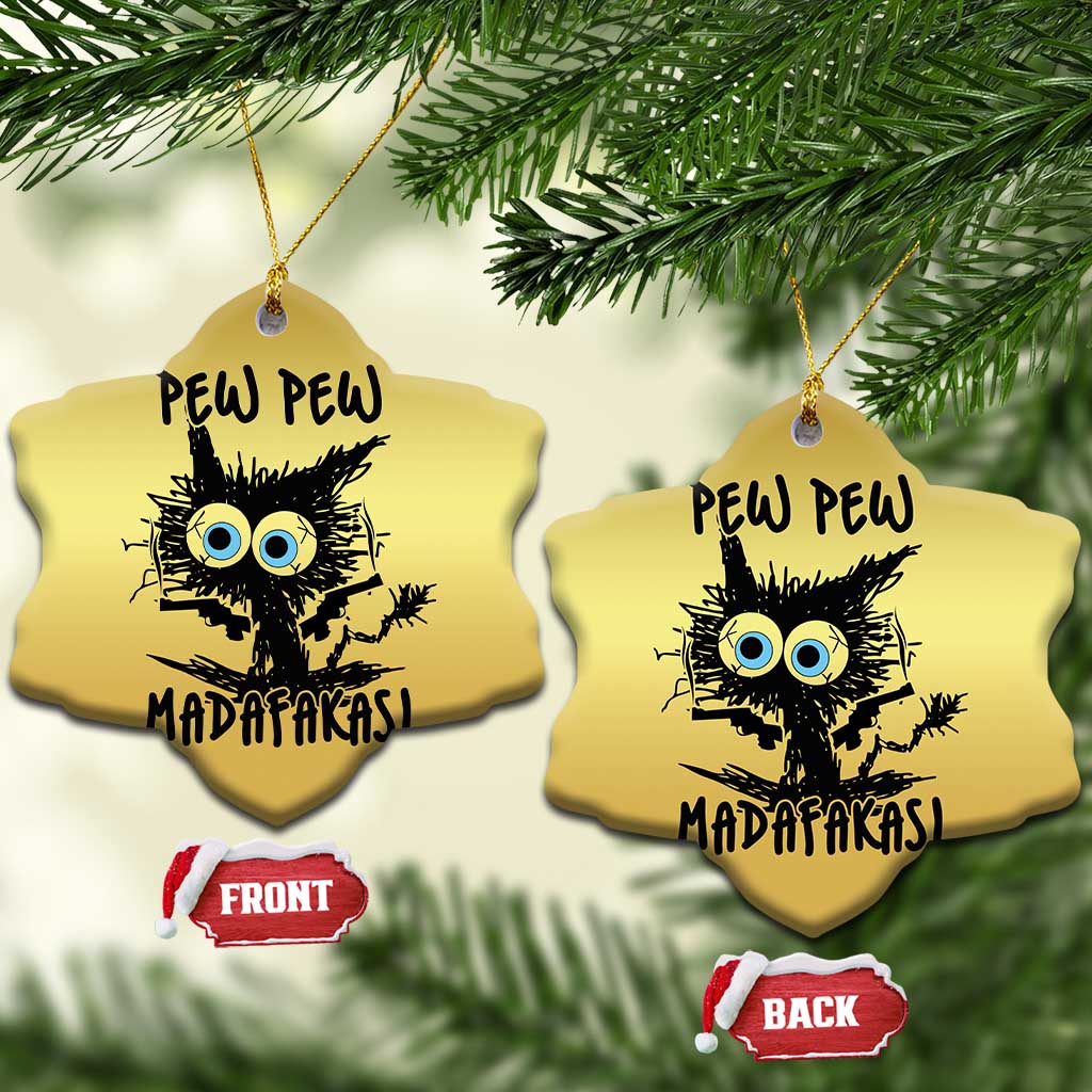 Funny Burnt Cat Christmas Ornament Pew Pew Madafakas TS02