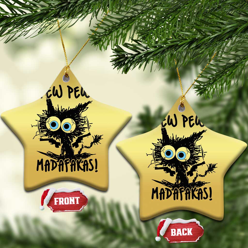 Funny Burnt Cat Christmas Ornament Pew Pew Madafakas TS02