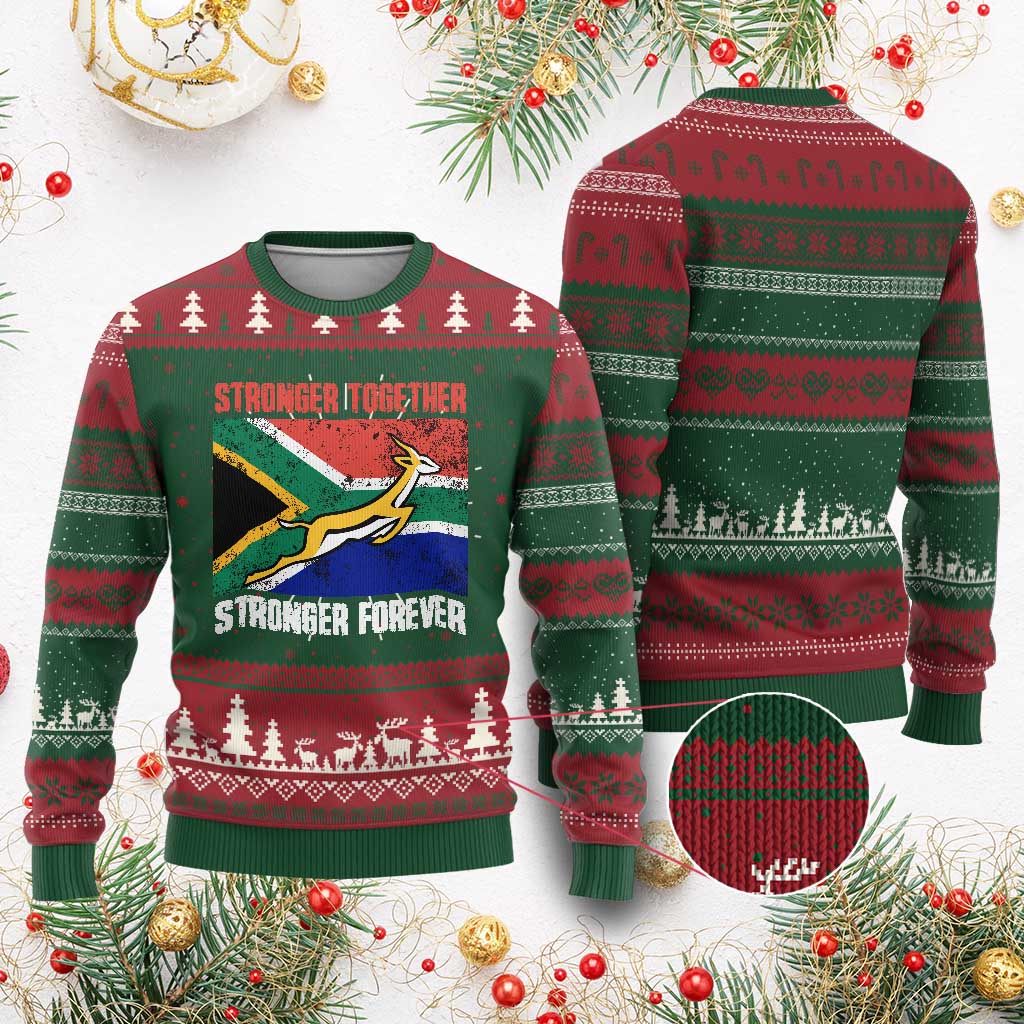 South Africa Rugby Springboks Knit Sweatshirt Stronger Together Stronger Forever Go Bokke TS02