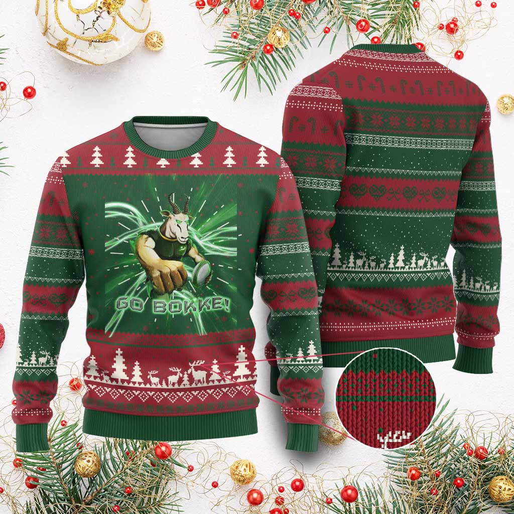 South Africa Rugby Springboks Knit Sweatshirt Go Bokke Forever Stronger Together TS02