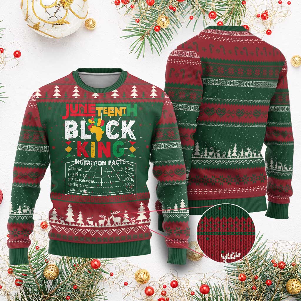 Funny Black King Nutrition Facts Knit Sweatshirt African American TS02