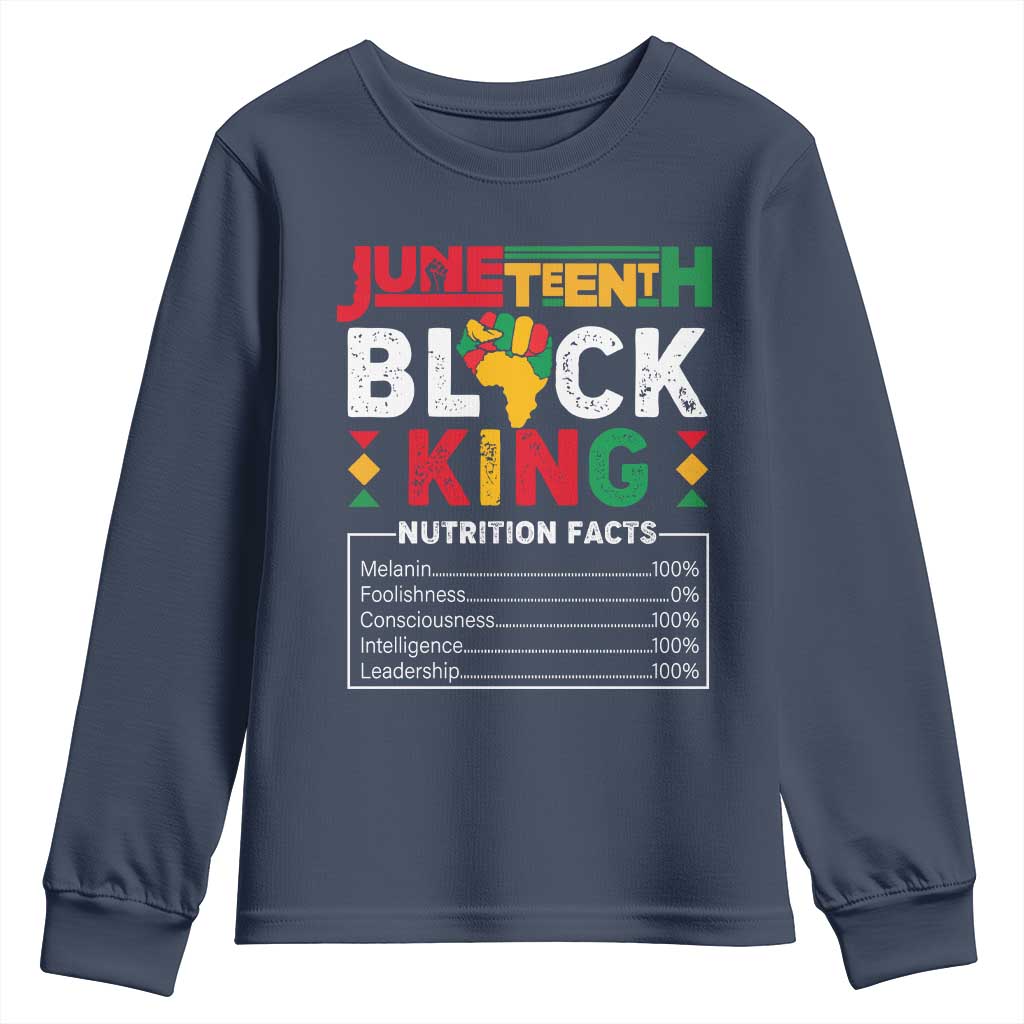 Funny Black King Nutrition Facts Youth Sweatshirt African American TS02