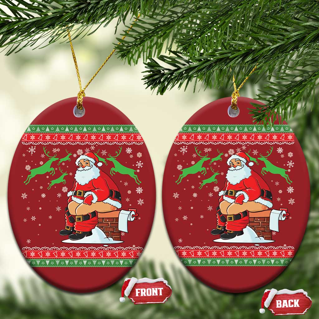 Funny Santa Claus Christmas Ornament Pooping Down The Chimney TS02