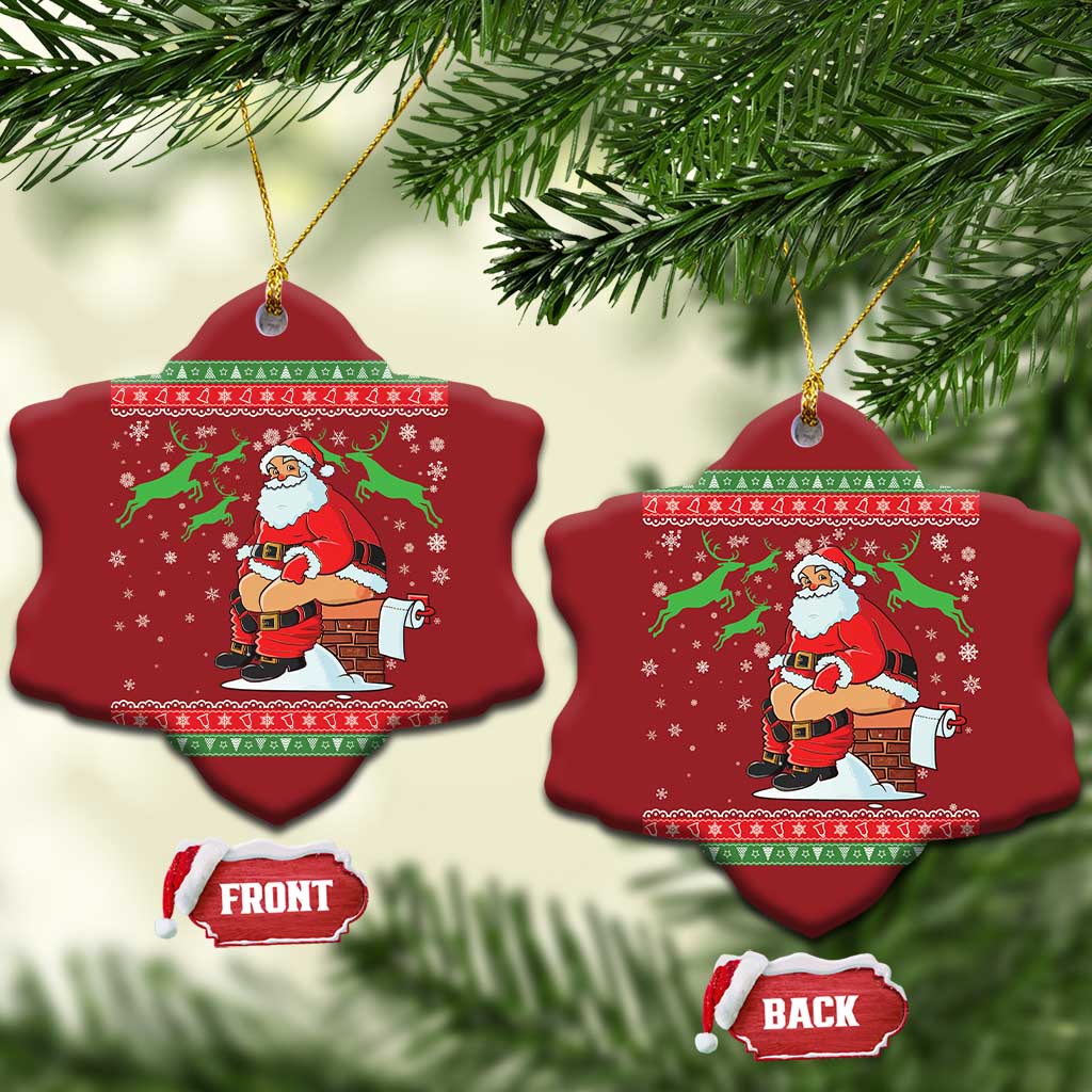 Funny Santa Claus Christmas Ornament Pooping Down The Chimney TS02