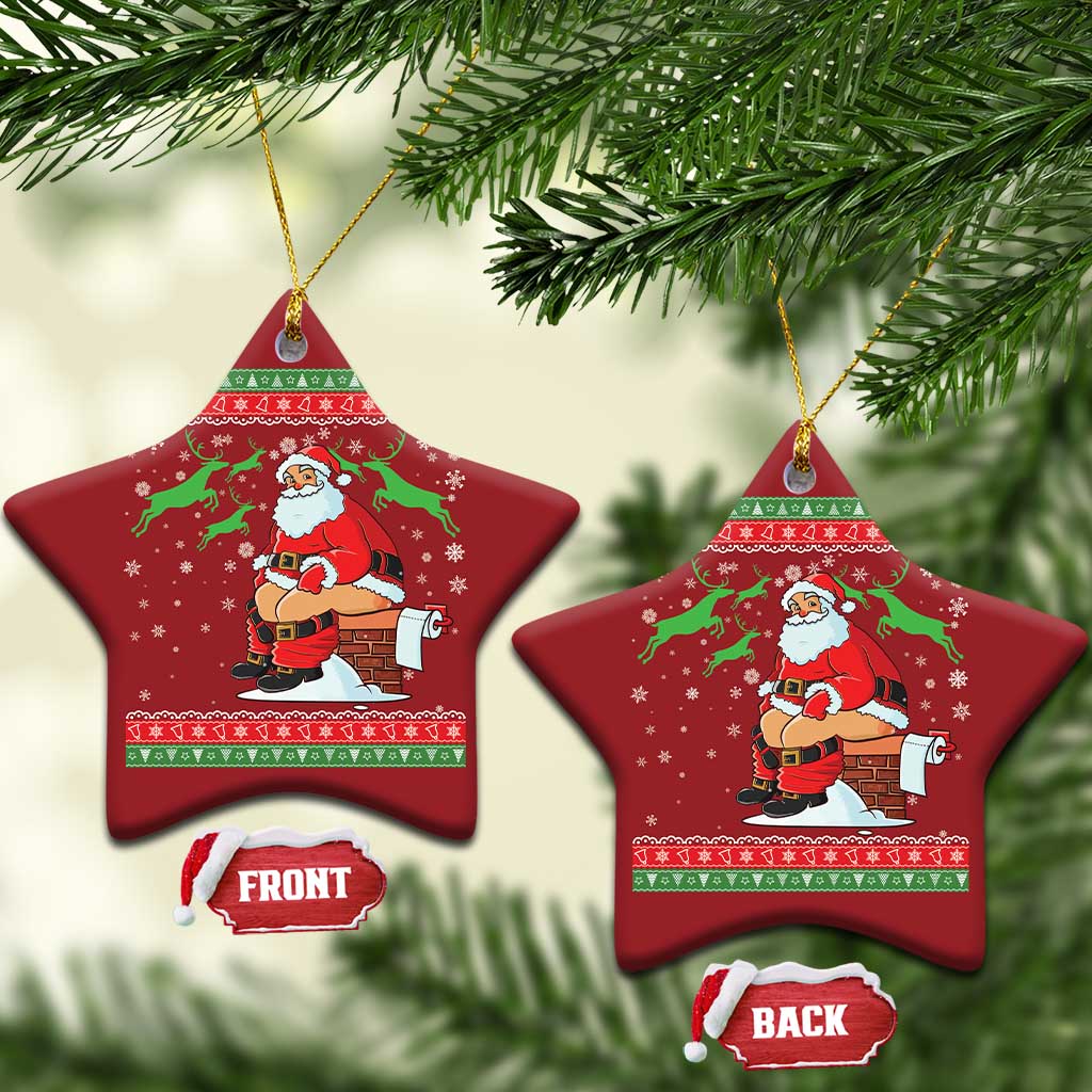 Funny Santa Claus Christmas Ornament Pooping Down The Chimney TS02