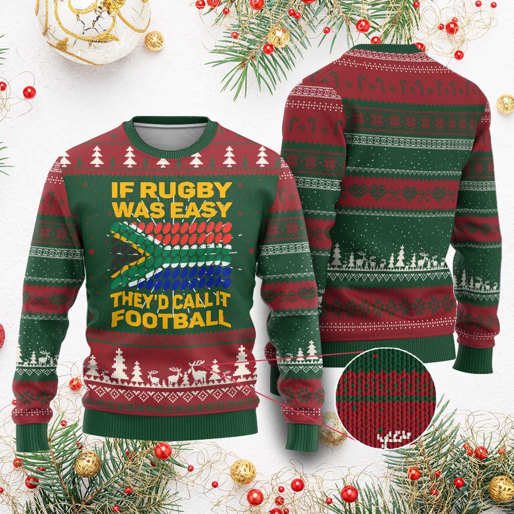 Funny South Africa Rugby Knit Sweatshirt If Rugby Was Easy They'd Call It Football TS02