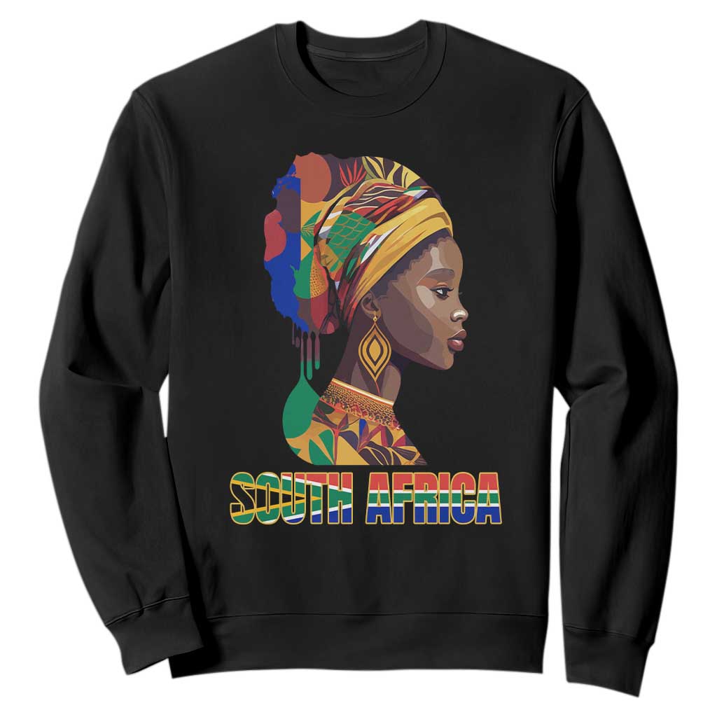 South Africa Pride Sweatshirt Black African Woman TS02