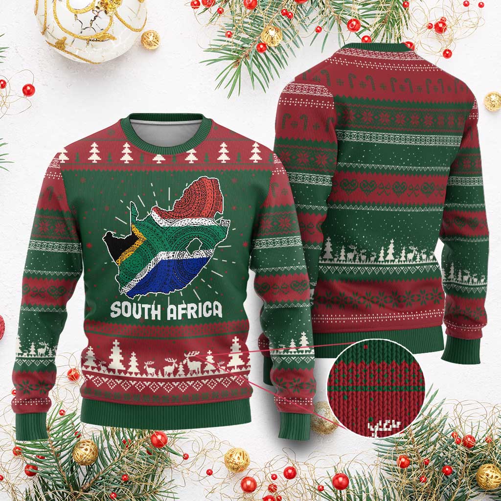South Africa Pride Knit Sweatshirt South African Flag Map TS02