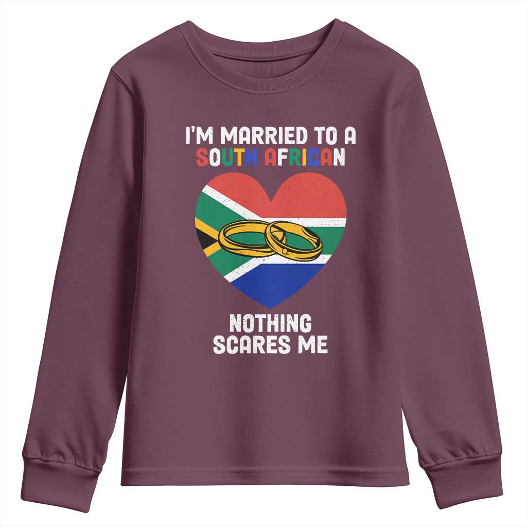 Funny South Africa Youth Sweatshirt I'm Married To A South African Nothing Scares Me TS02