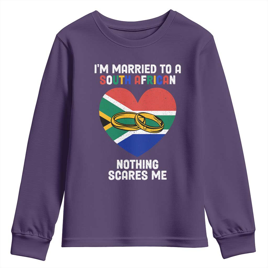 Funny South Africa Youth Sweatshirt I'm Married To A South African Nothing Scares Me TS02