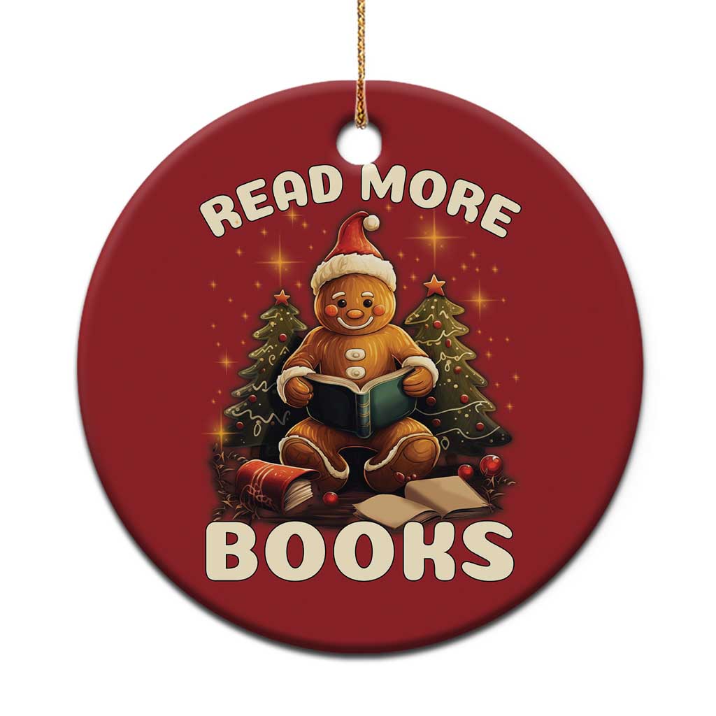 Reading Gingerbread Christmas Ornament Read More Books Funny Christmas Teacher Student Book Lovers TS02