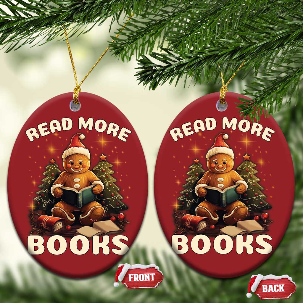 Reading Gingerbread Christmas Ornament Read More Books Funny Christmas Teacher Student Book Lovers TS02