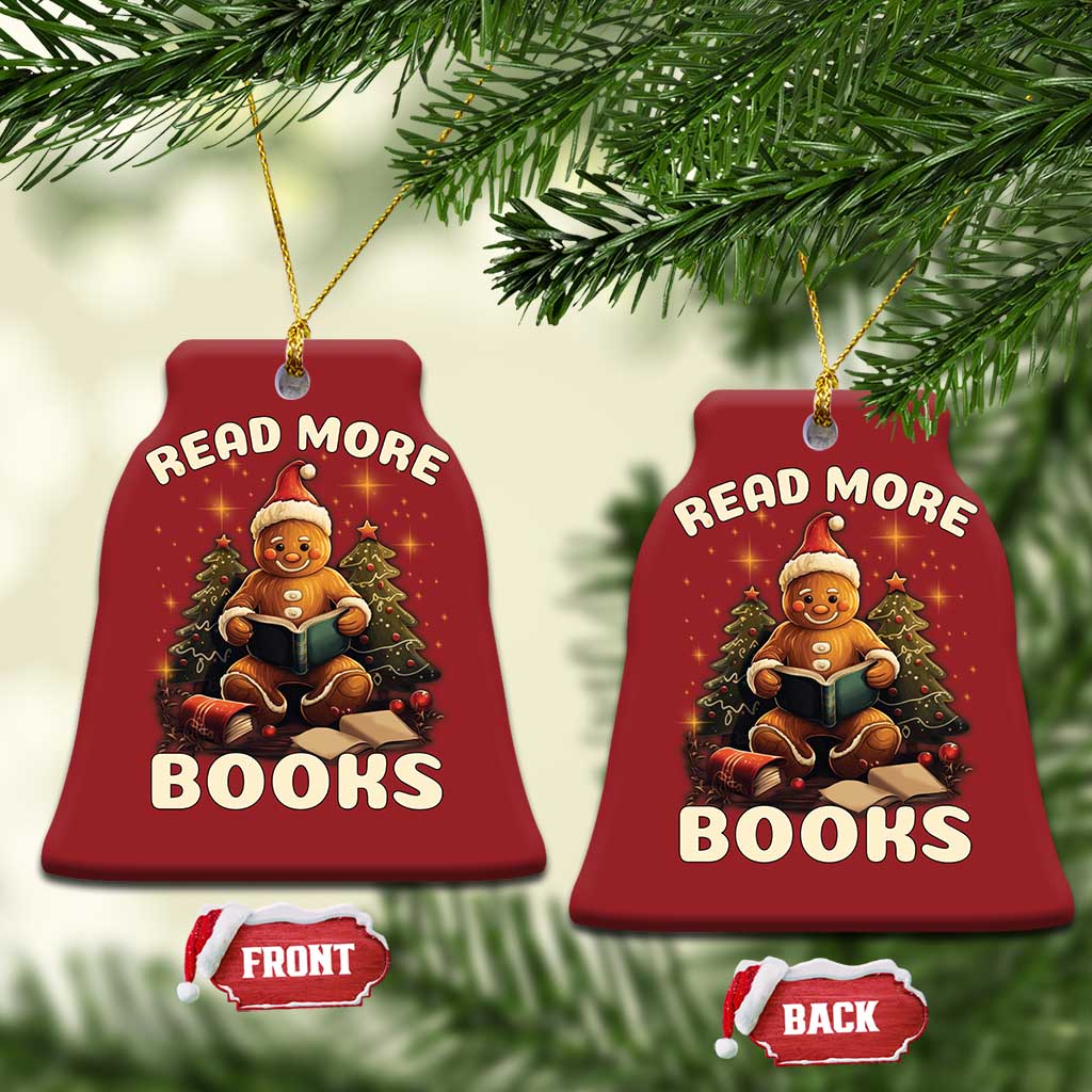 Reading Gingerbread Christmas Ornament Read More Books Funny Christmas Teacher Student Book Lovers TS02