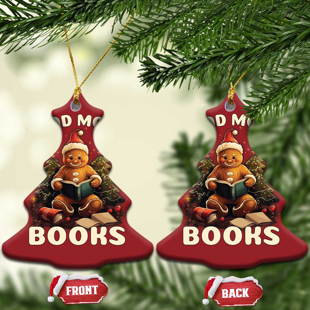 Reading Gingerbread Christmas Ornament Read More Books Funny Christmas Teacher Student Book Lovers TS02