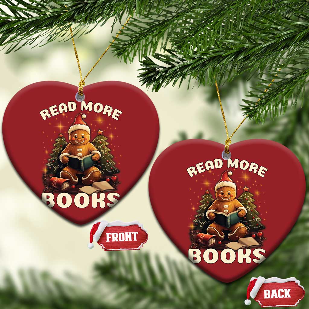 Reading Gingerbread Christmas Ornament Read More Books Funny Christmas Teacher Student Book Lovers TS02