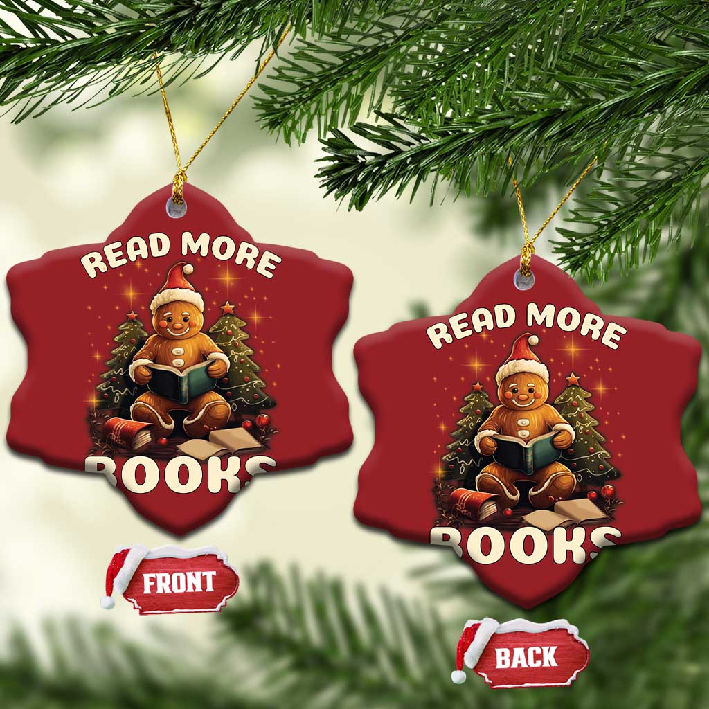 Reading Gingerbread Christmas Ornament Read More Books Funny Christmas Teacher Student Book Lovers TS02