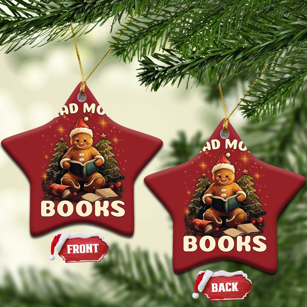 Reading Gingerbread Christmas Ornament Read More Books Funny Christmas Teacher Student Book Lovers TS02