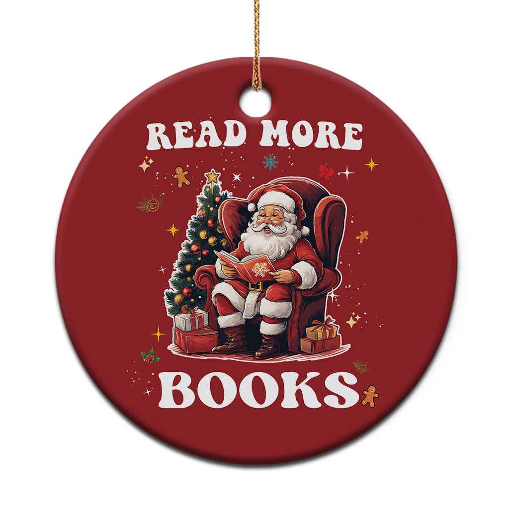 Santa Reading Lover Christmas Ornament Read More Books TS02