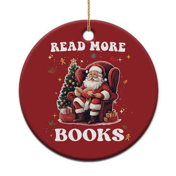 Santa Reading Lover Christmas Ornament Read More Books TS02