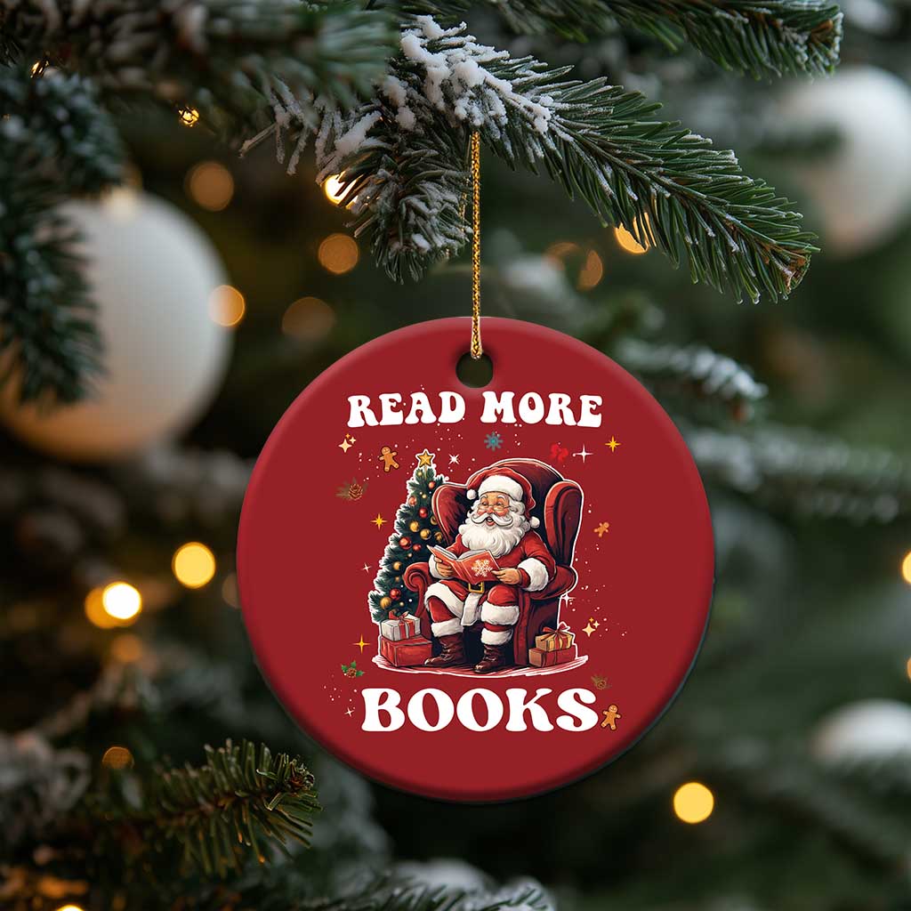 Santa Reading Lover Christmas Ornament Read More Books TS02