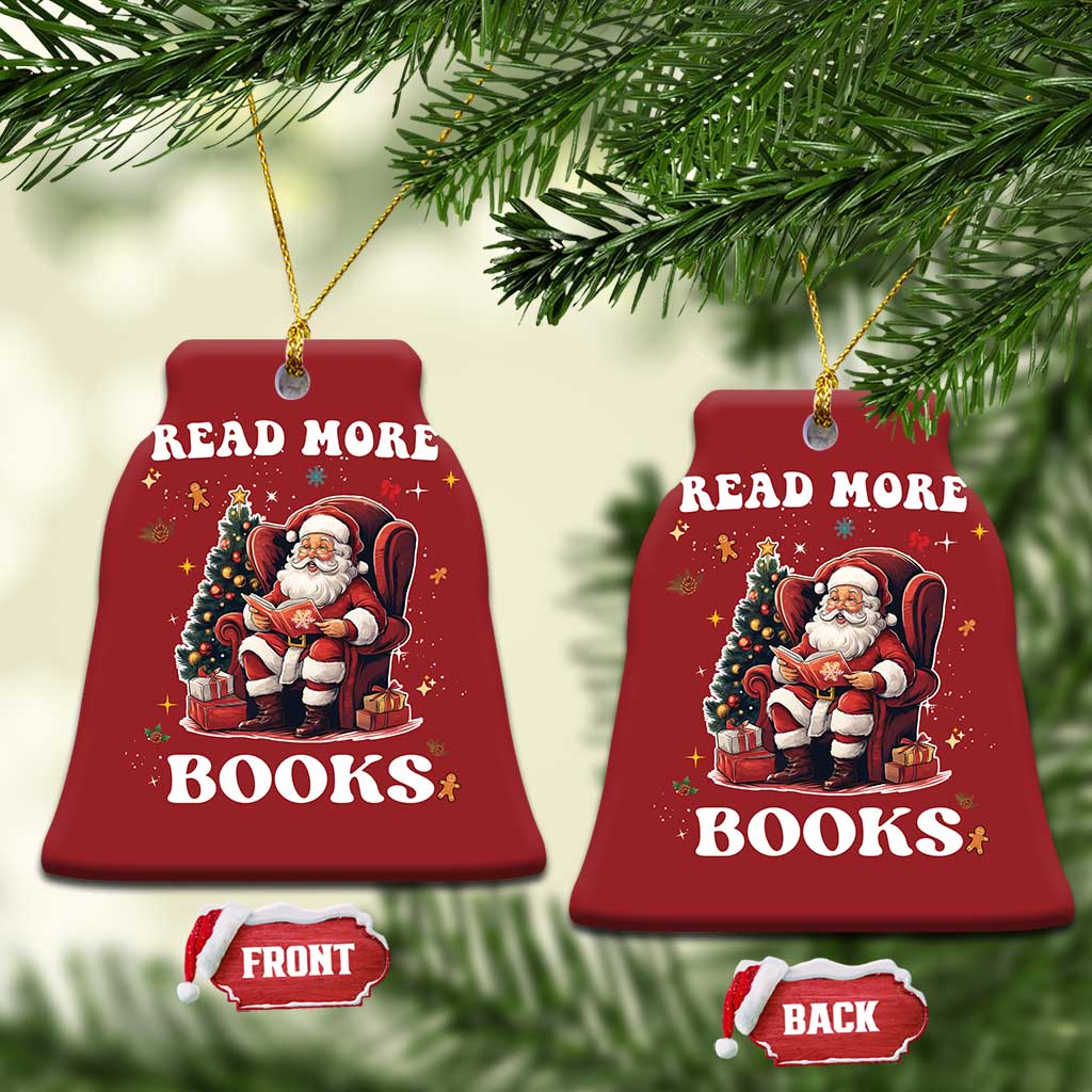 Santa Reading Lover Christmas Ornament Read More Books TS02